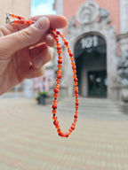 Terracotta orange agate stone and mother of pearl necklace