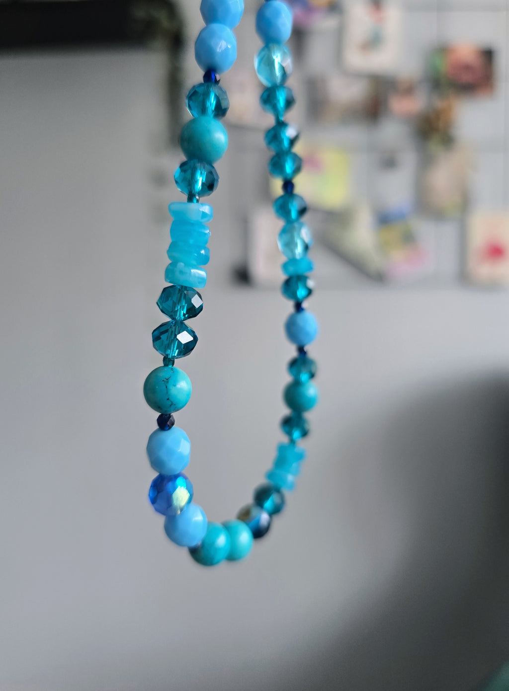 Turquoise ocean blue beads mix necklace