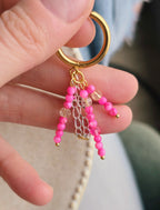 Rozā sapņa perlamutra skariņu auskari. 