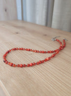 Terracotta orange agate stone and mother of pearl necklace