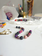 Multicolor beads fun bracelet in pinky brown tones