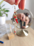 Red  bohemian earrings for brave womens