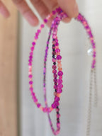 Bold pink sparkling strand necklace