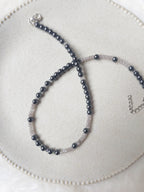 Down to earth hematite and jade stone necklace