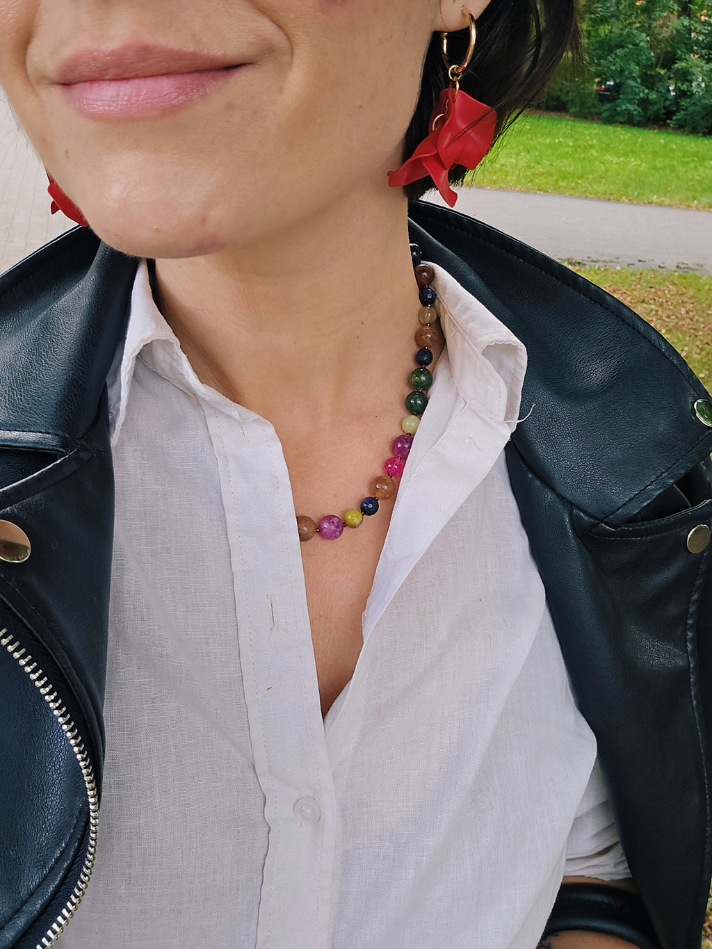 Multicolor natural stones necklace