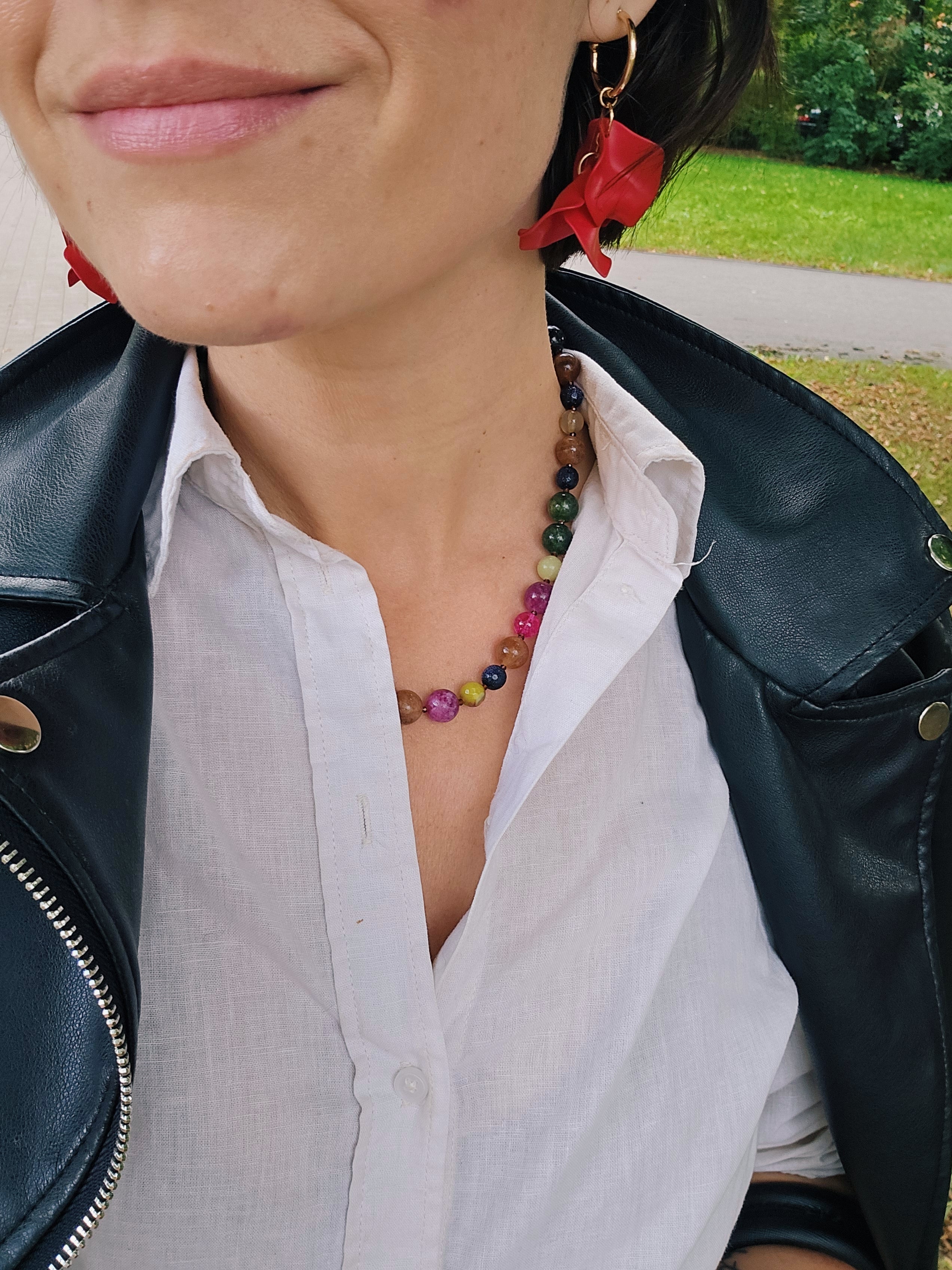 Multicolor natural stones necklace