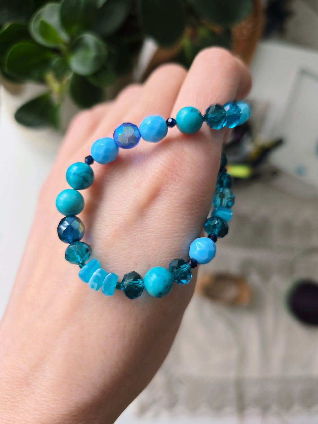 Turquoise ocean blue beads mix necklace