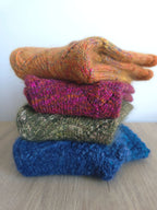 Forest green handknitted woolen socks. Foot size 24cm