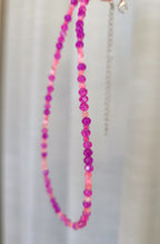 Bold pink sparkling strand necklace